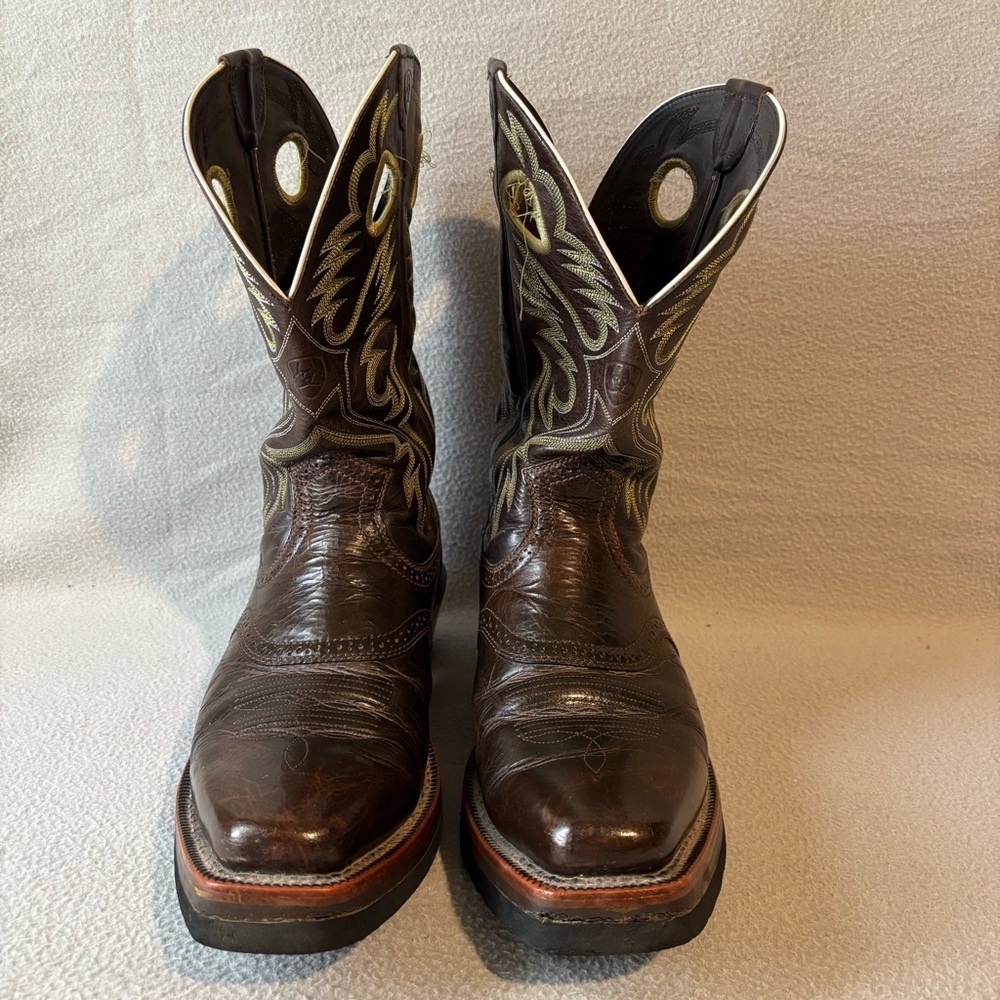 Ariat buckaroo men’s leather platform western cowboy brown boots sz 12D 10007850 - Picture 3 of 10